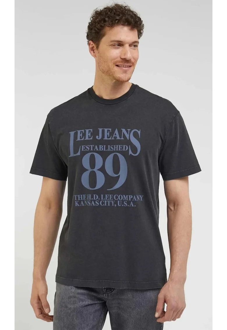 Tricou  Loose, negru spalat, bumbac 100, Negru