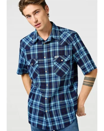 Camasa barbati,  Latigo Indigo, 2 buzunare, fermoar, albastru, bumbac