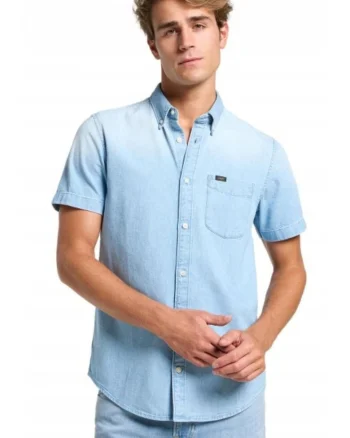 Camasa barbati  model BUTTON DOWN SS, regular fit, albastru, bumbac