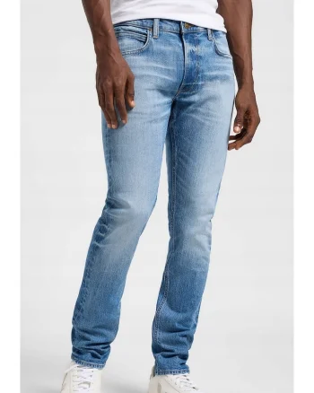 Pantaloni  Luke Slim Tapered, albastru, denim elastic, talie medie, set de blugi barbati