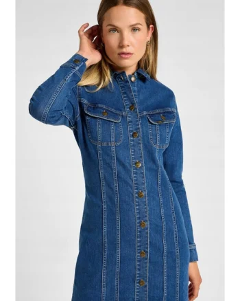 Rochie  FOREVERFIT RIDER DRESS, denim, albastru, bumbac, talie medie,