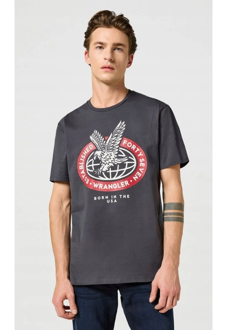 Tricou barbati,  Americana Tee, negru, bumbac, maneca scurta