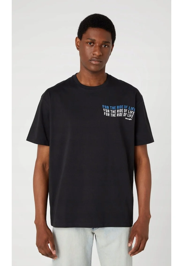 Tricou barbati,  Slogan Tee, supradimensionat, negru, bumbac,