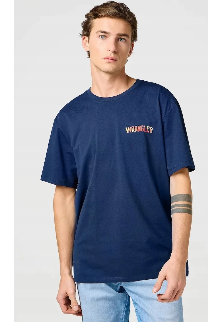 Tricou barbati,  BIG GRAPHIC TEE, bumbac, albastru, maneca scurta