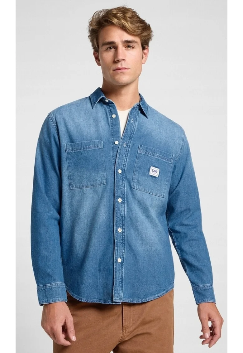 Camasa barbati,  WORKWEAR SHIRT 2.0, supradimensionata, albastra, bumbac