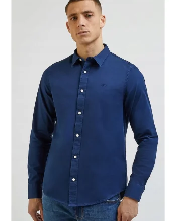 Camasa  model Patch Emperor, albastru, bumbac, croiala regular fit, maneca scurta,