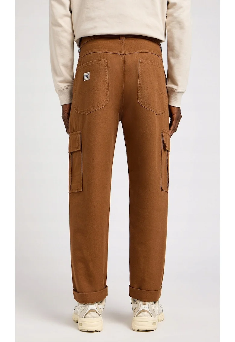 Pantaloni cargo  relaxati, bumbac, maro,