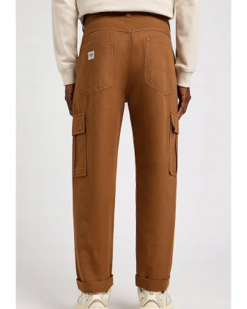 Pantaloni cargo  relaxati, bumbac, maro,