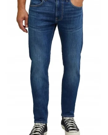 Blugi barbati Luke cu croiala Slim Tapered si talie medie albastru 60919, Albastru inchis
