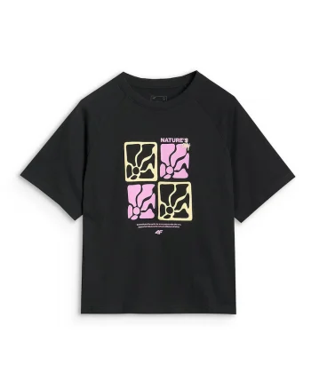 Tricou dama  oversized, bumbac negru, Negru