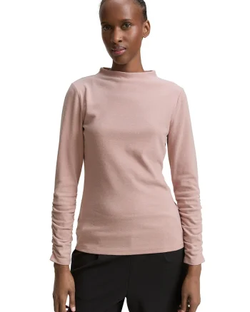 Bluza cu maneci cu fronseuri, Roz pastel