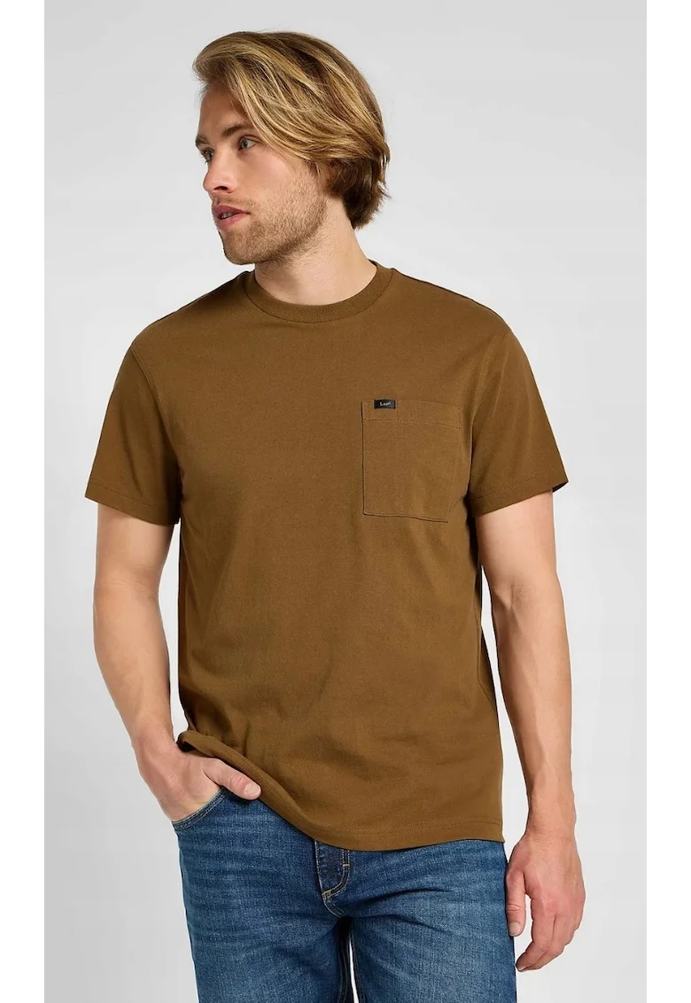 Tricou barbati,  supradimensionat, maro, bumbac, Maro