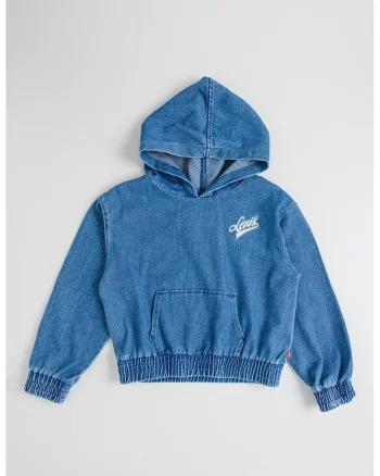 Hanorac din denim cu buzunar kangaroo, Albastru inchis