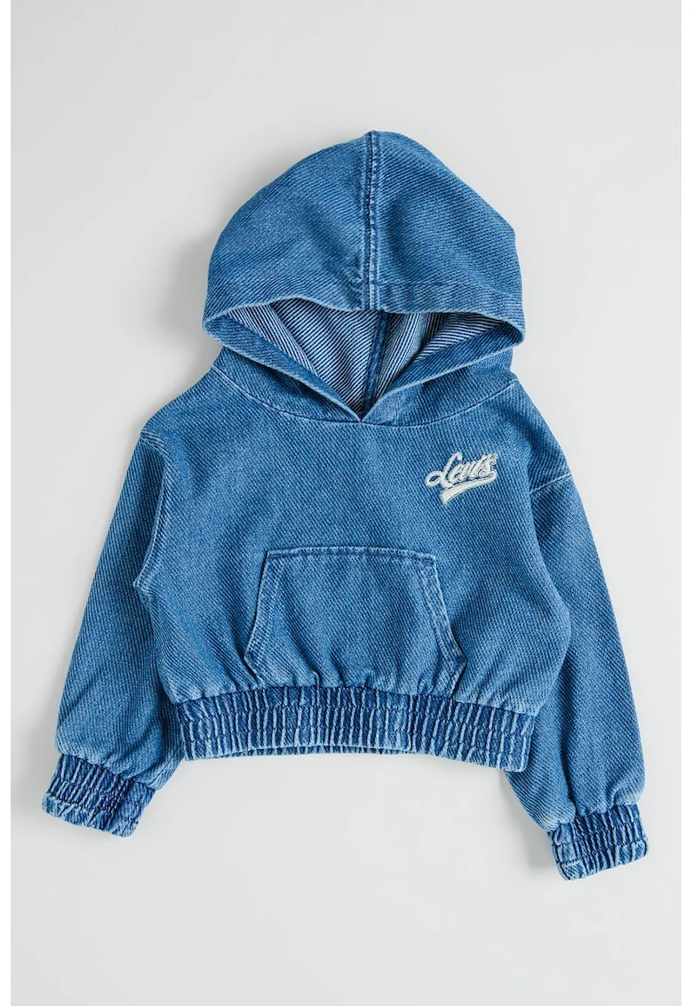 Hanorac din denim cu buzunar kangaroo, Albastru inchis