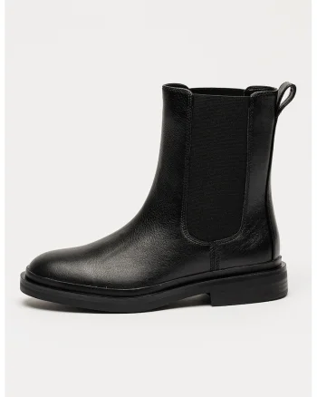 Ghete Chelsea din piele cu insertii elastice Previa Top, Negru