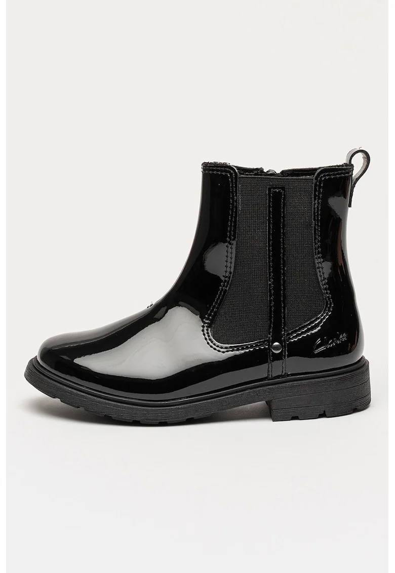 Ghete Chelsea de piele cu fermoar Astrol, Negru stins