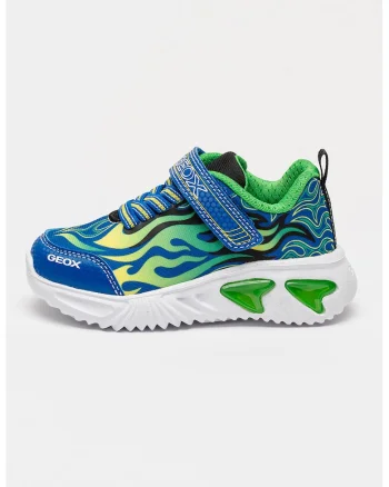 Pantofi sport cu velcro si design grafic, Verde/Bleumarin