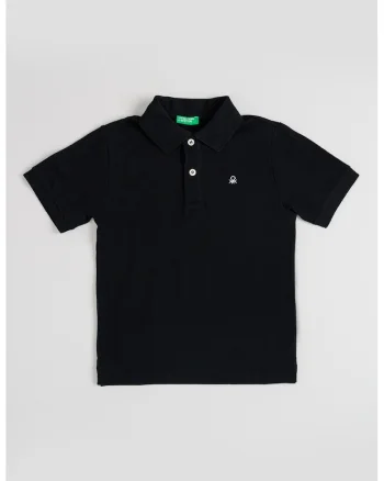 Tricou polo din bumbac pique cu logo, Negru
