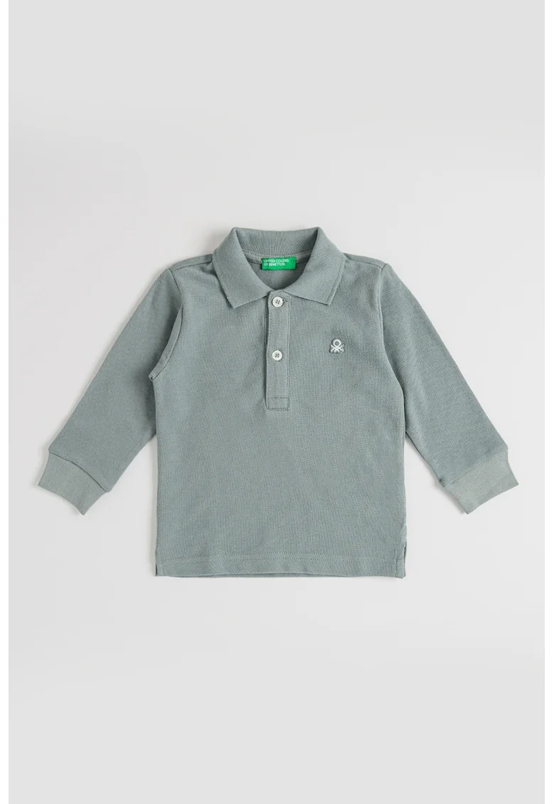 Bluza polo din pique de bumbac organic, Verde