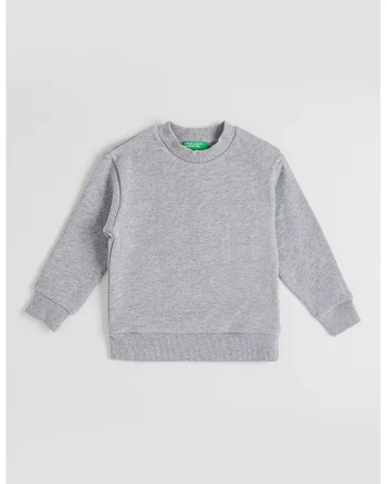 Bluza de trening din bumbac cu imprimeu, Gri melange
