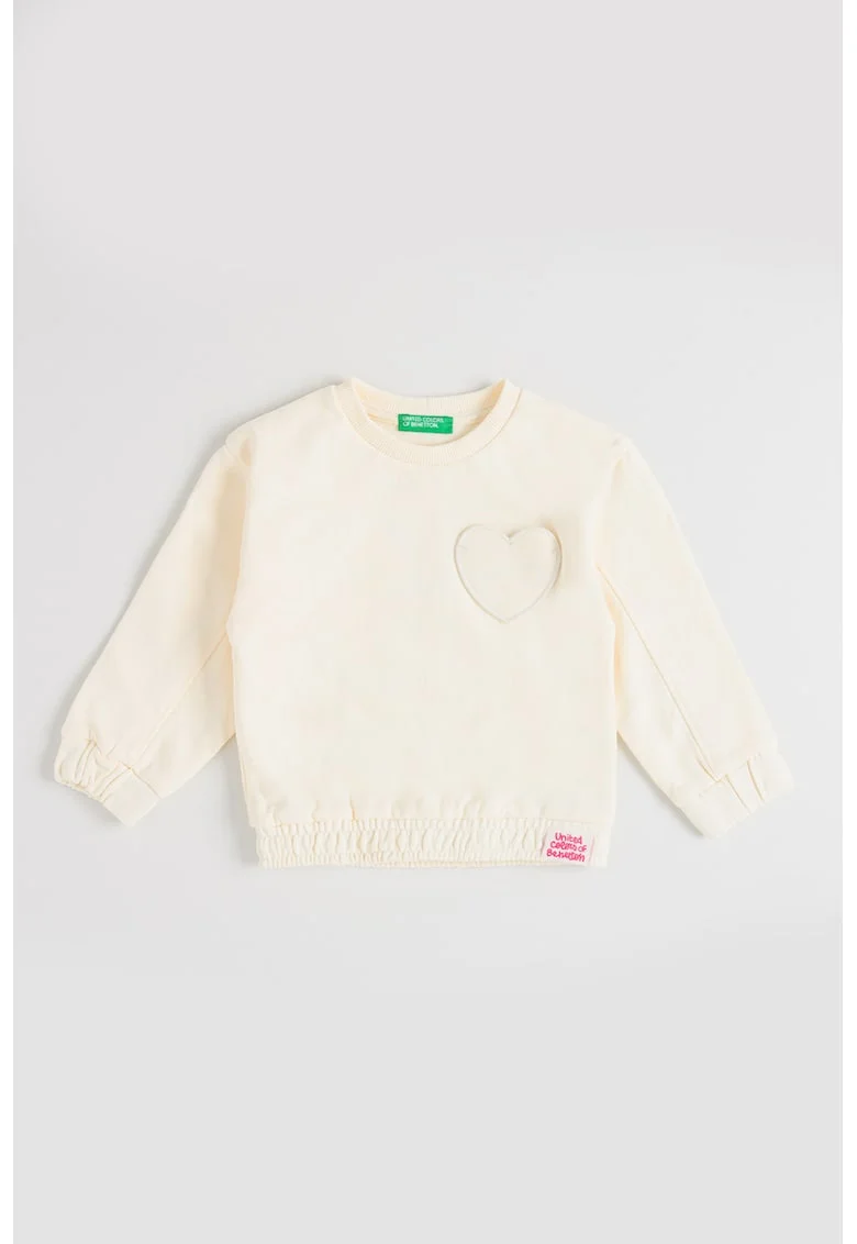 Bluza de trening cu aplicatie cu inima, Alb fildes