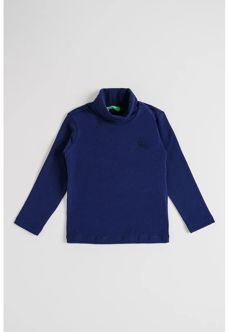 Bluza cu logo si guler inalt, Bleumarin