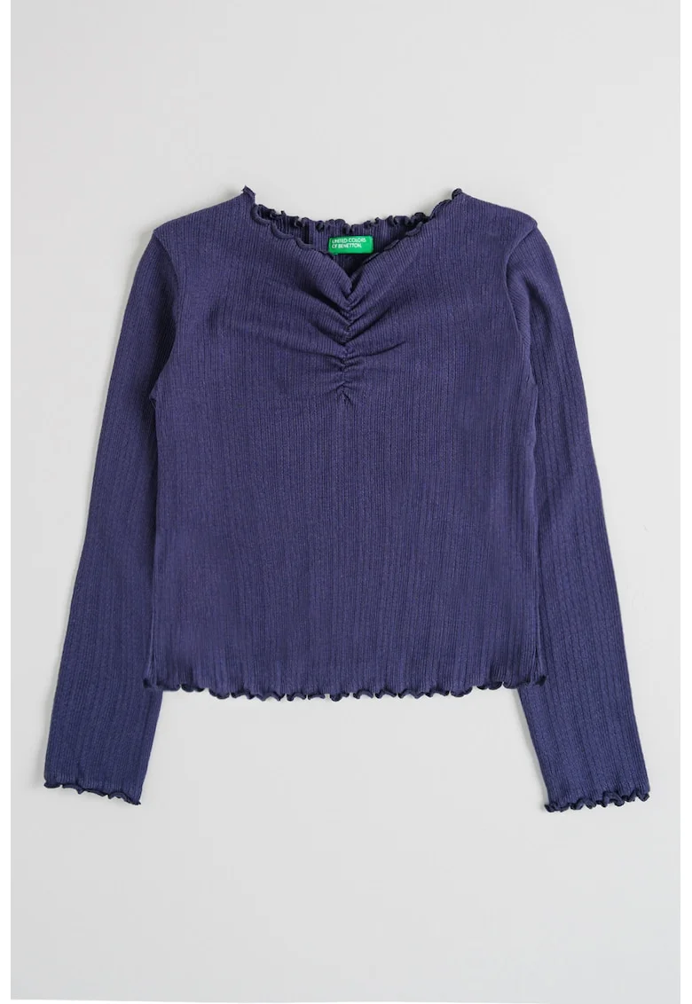 Bluza cu terminatii valurite, Bleumarin