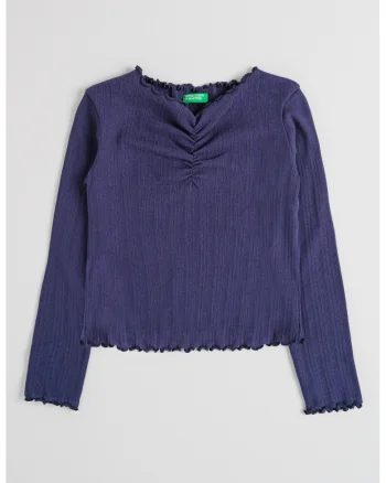Bluza cu terminatii valurite, Bleumarin