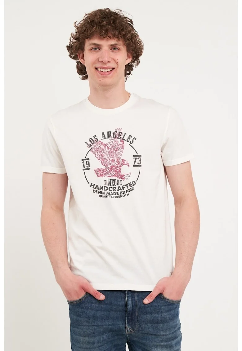 Tricou regular-fit cu design grafic, Alb