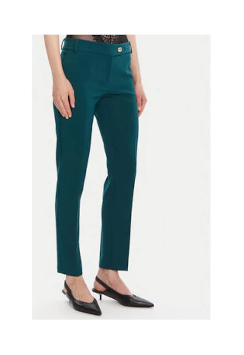 Pantaloni dama,  verde, 90% poliester, 10% elastan, Verde