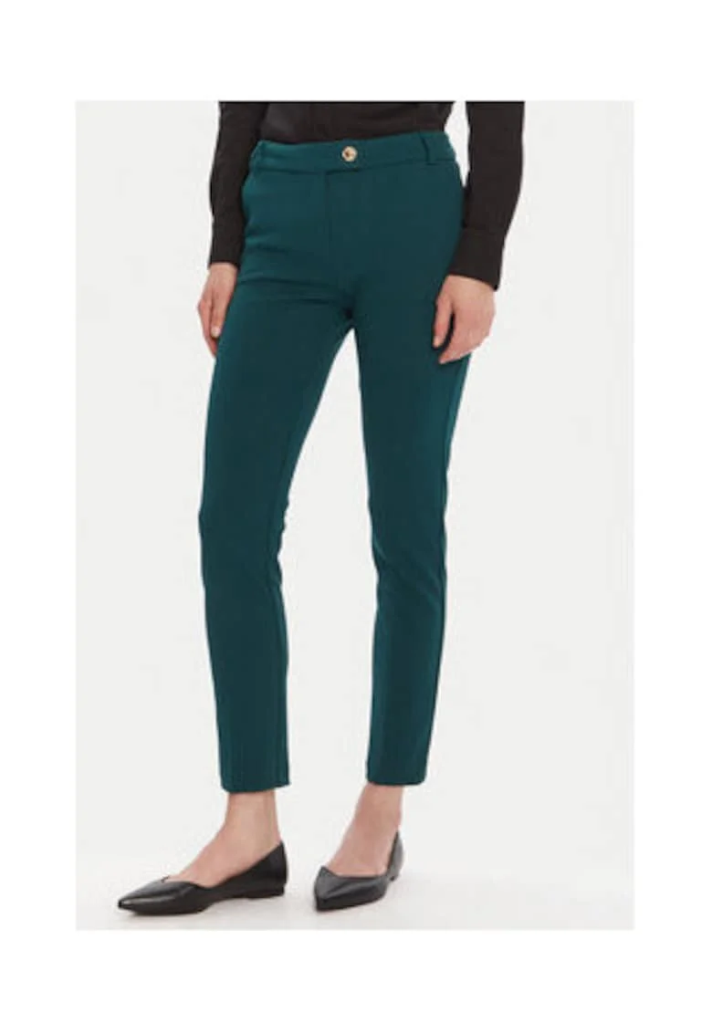 Pantaloni dama,  verde, poliester, elastan, Verde