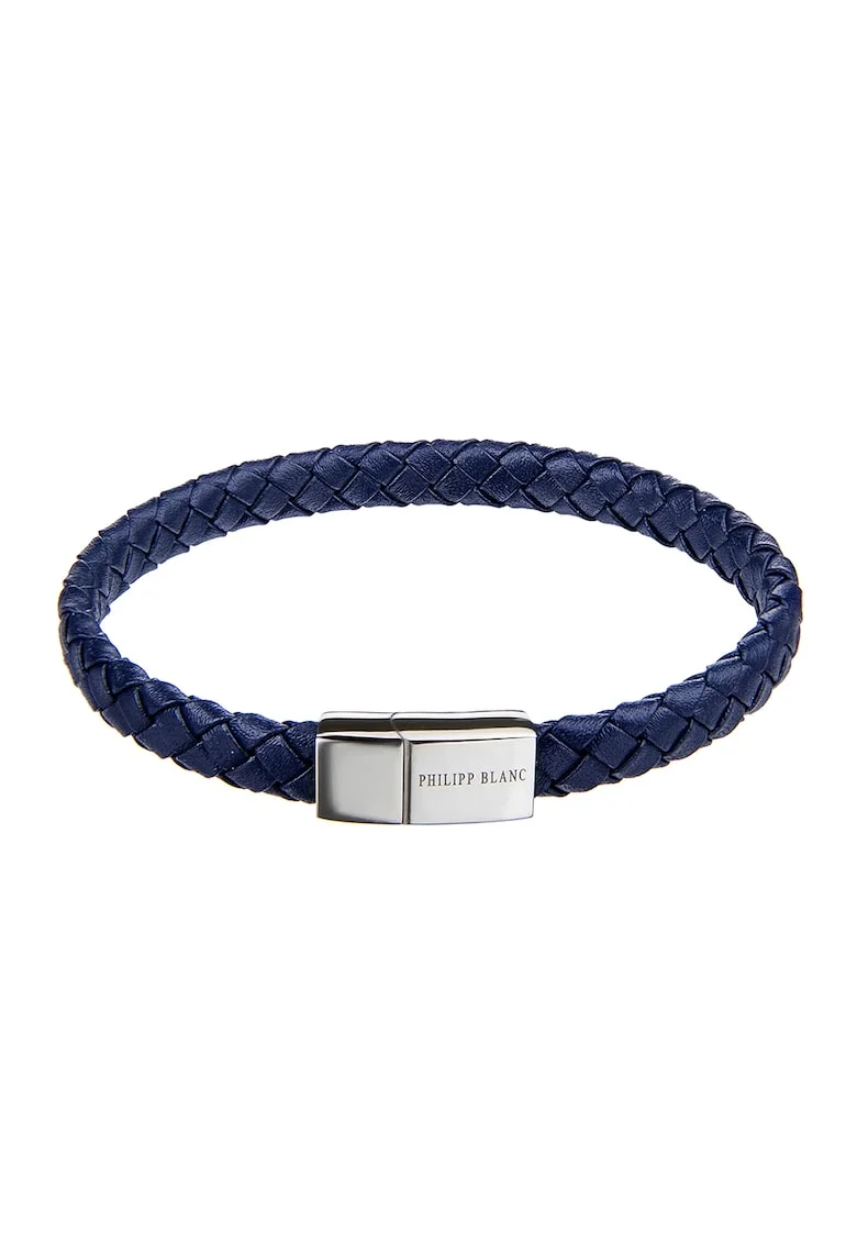 Bratara impletita din piele, Argintiu/Bleumarin