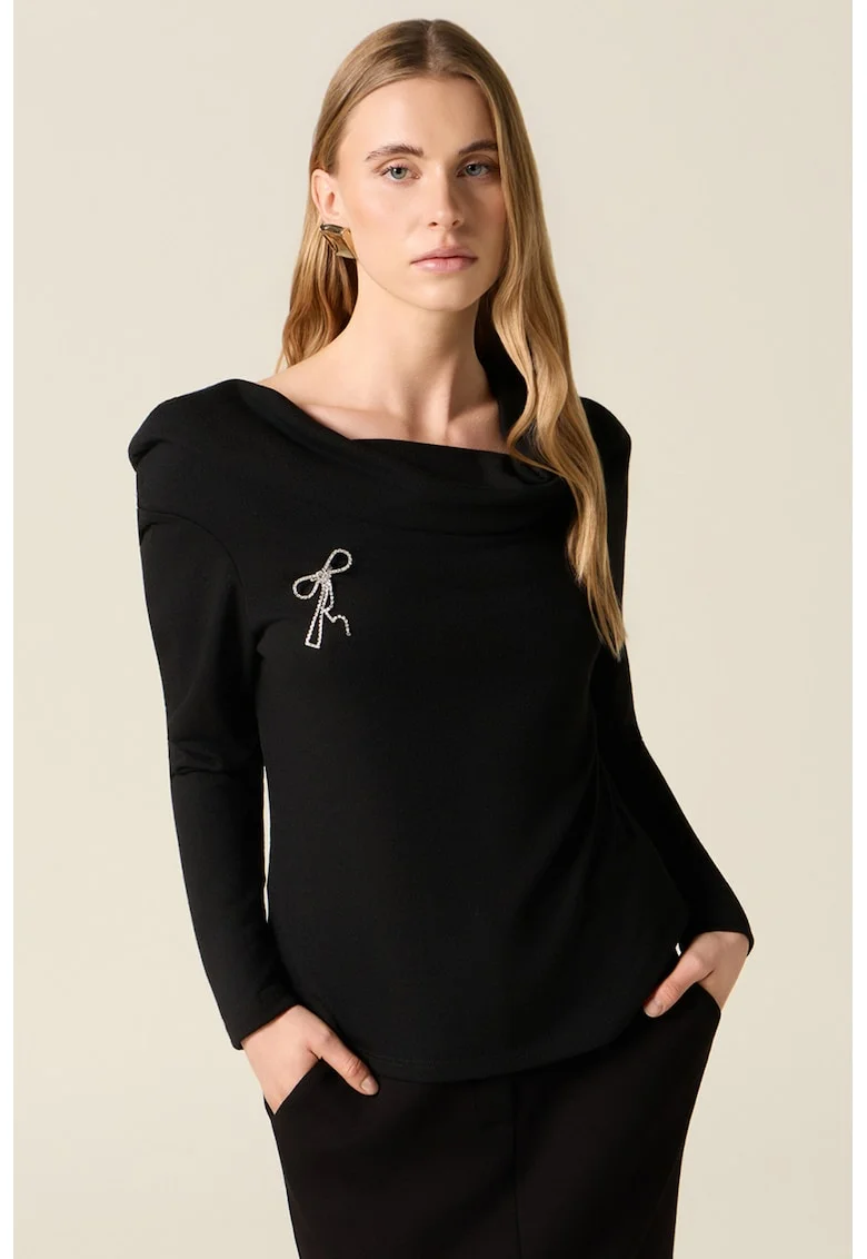 Bluza uni cu brosa, Negru