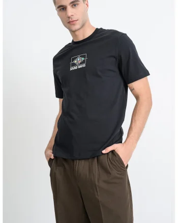 Tricou din bumbac cu imprimeu pe partea din spate, Rosu/Negru/Alb murdar