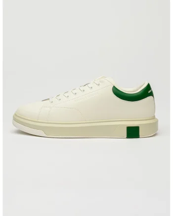 Pantofi sport din piele cu model uni, Alb/Verde