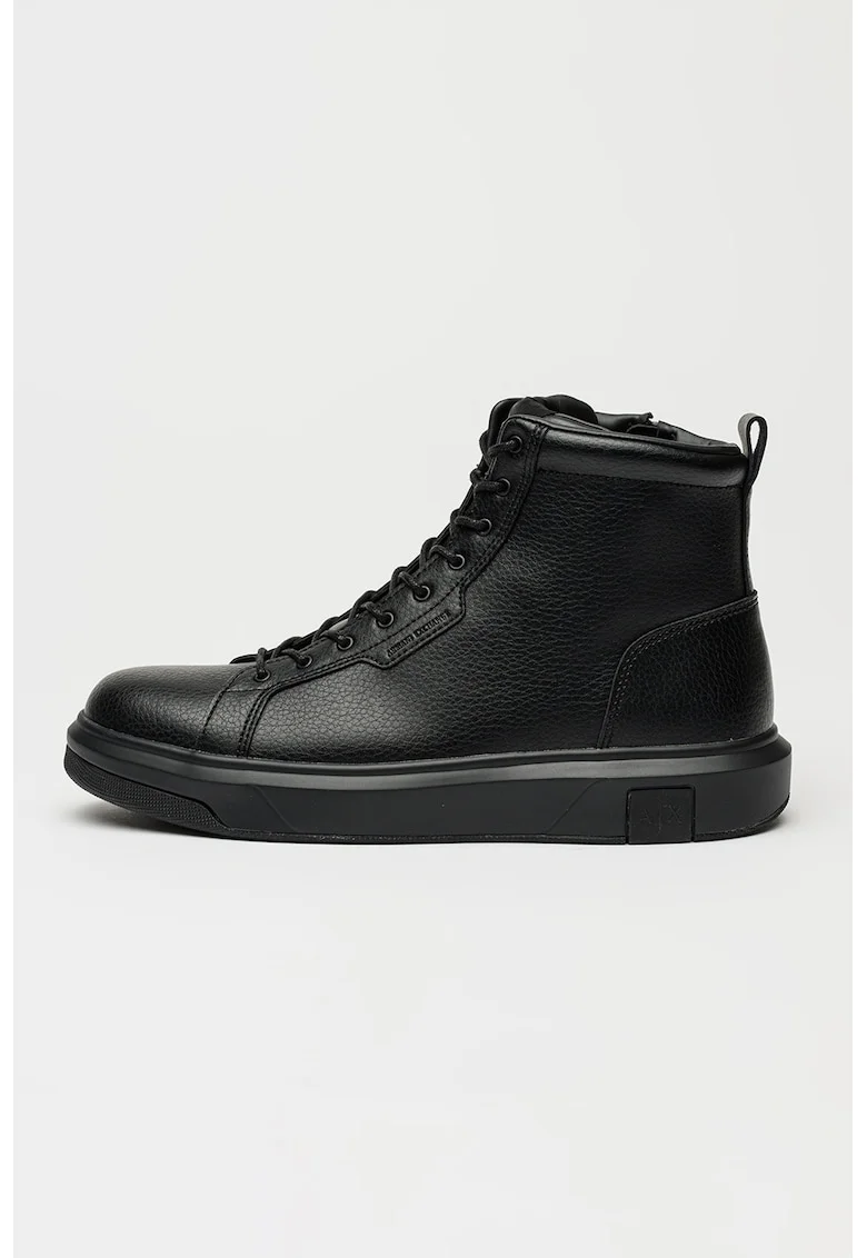 Ghete de piele cu fermoar lateral, Negru