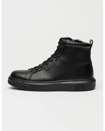 Ghete de piele cu fermoar lateral, Negru