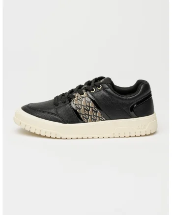 Pantofi sport low-cut de piele ecologica, Negru/Maro