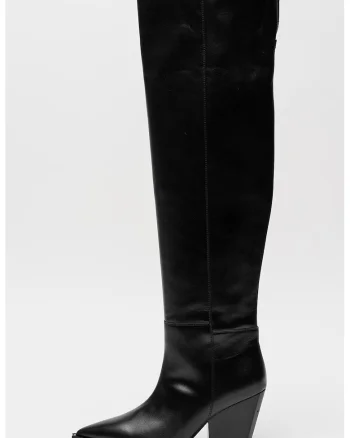 Cizme lungi de piele Reina, Negru