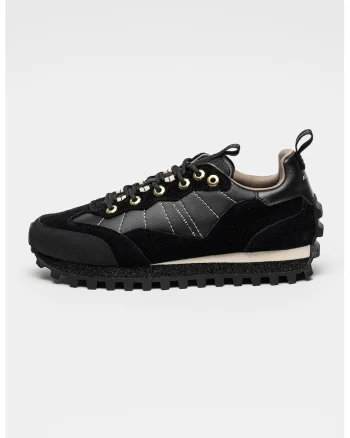 Pantofi sport de piele intoarsa cu garnituri de piele, Negru