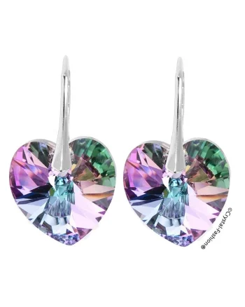 Cercei Argint 925 cu cristale Swarovski® Heart 18mm MLeverback Vitrail Light