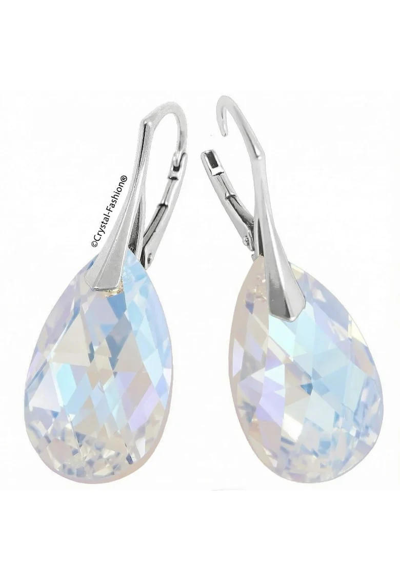 Cercei Argint 925 cu cristale Swarovski® Pear 22mm MLeverback Moonlight