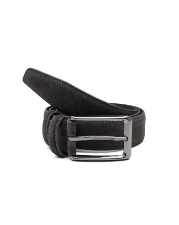 Curea piele barbati,  gri, Simple line, Gri inchis