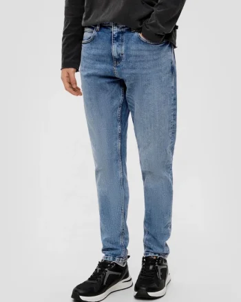 Blugi barbati, Shawn, cu talie medie, croiala Regular fit, Tapered Leg,  by s.Oliver, Albastru inchis, Albastru deschis