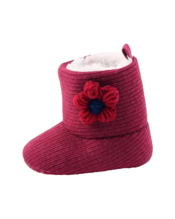 Cizme  Model Floricica Crosetata, Peste glezna, Fete, Velcro, Visiniu