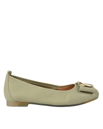 Balerini casual, dama,  M460011F verde, piele naturala, Verde