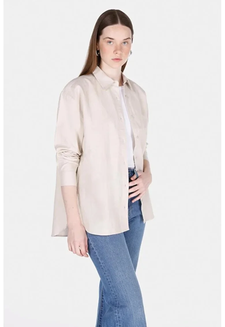 Camasa Cu Maneca Lunga De Dama Bej Relaxed Fit Cl1068538 8684112126067, Bej