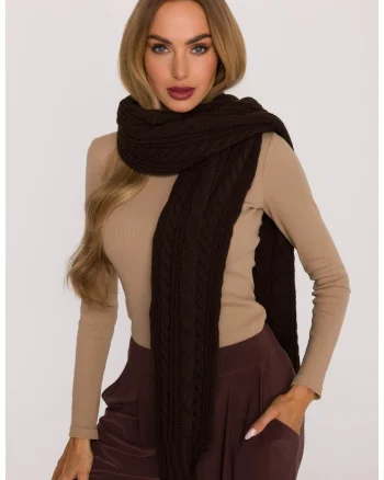 Esarfa lunga cu carouri groase - maro UNI 540023, Maro, 180 x 70 cm