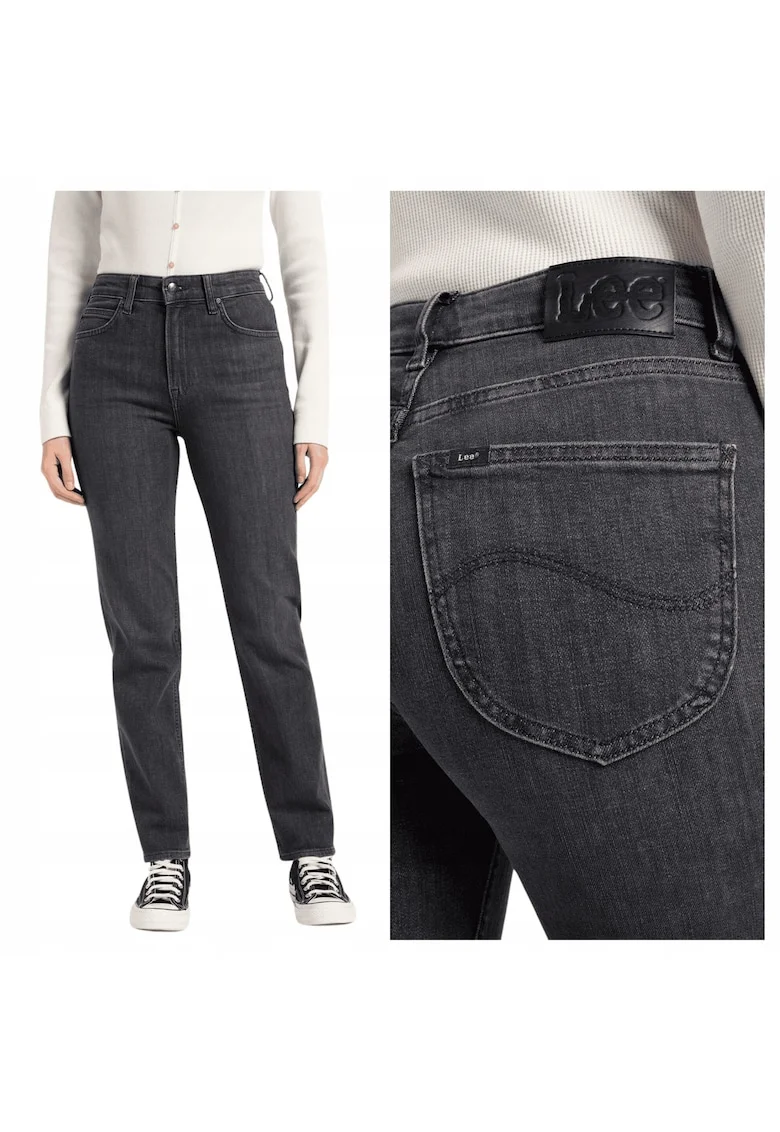 Blugi de dama,  Marimea 28/31, Gri, Stil CAROL, Croiala dreapta si regulara, Talie inalta moderna si confortabila, Inchidere cu fermoar metalic durabil, Buzunare functionale incluse