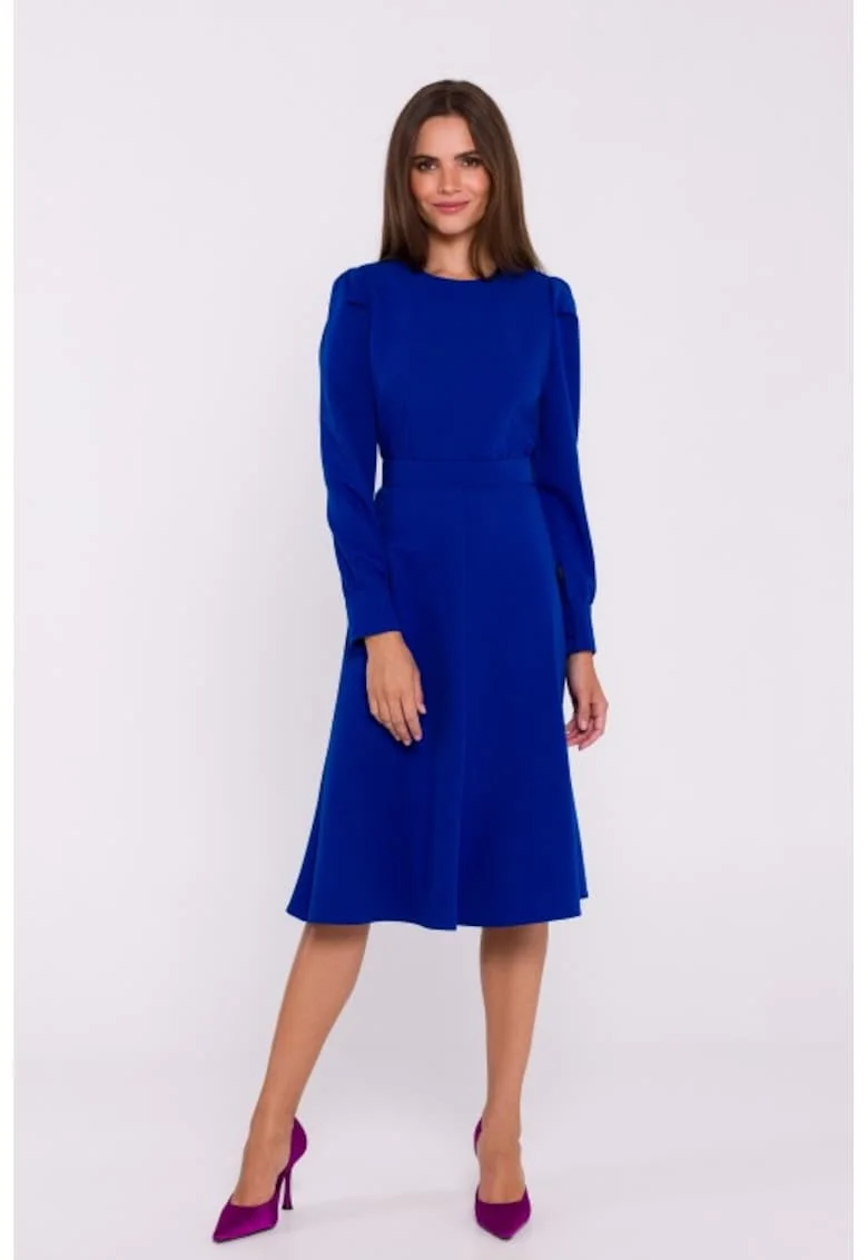 Rochie cu maneci lungi si curea in talie,